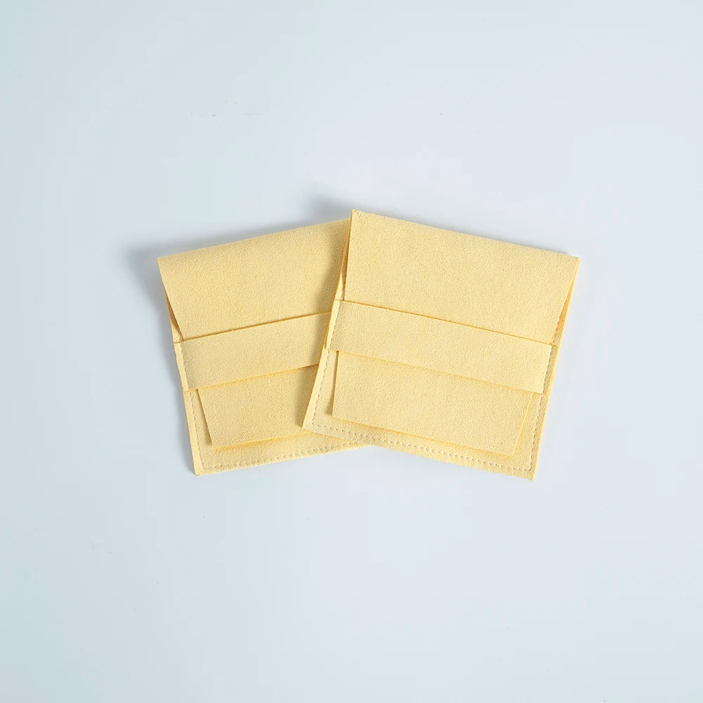 Yellow Microfiber Gift Bags 8x8cm Jewelry Accessories Pouch Wedding Favor