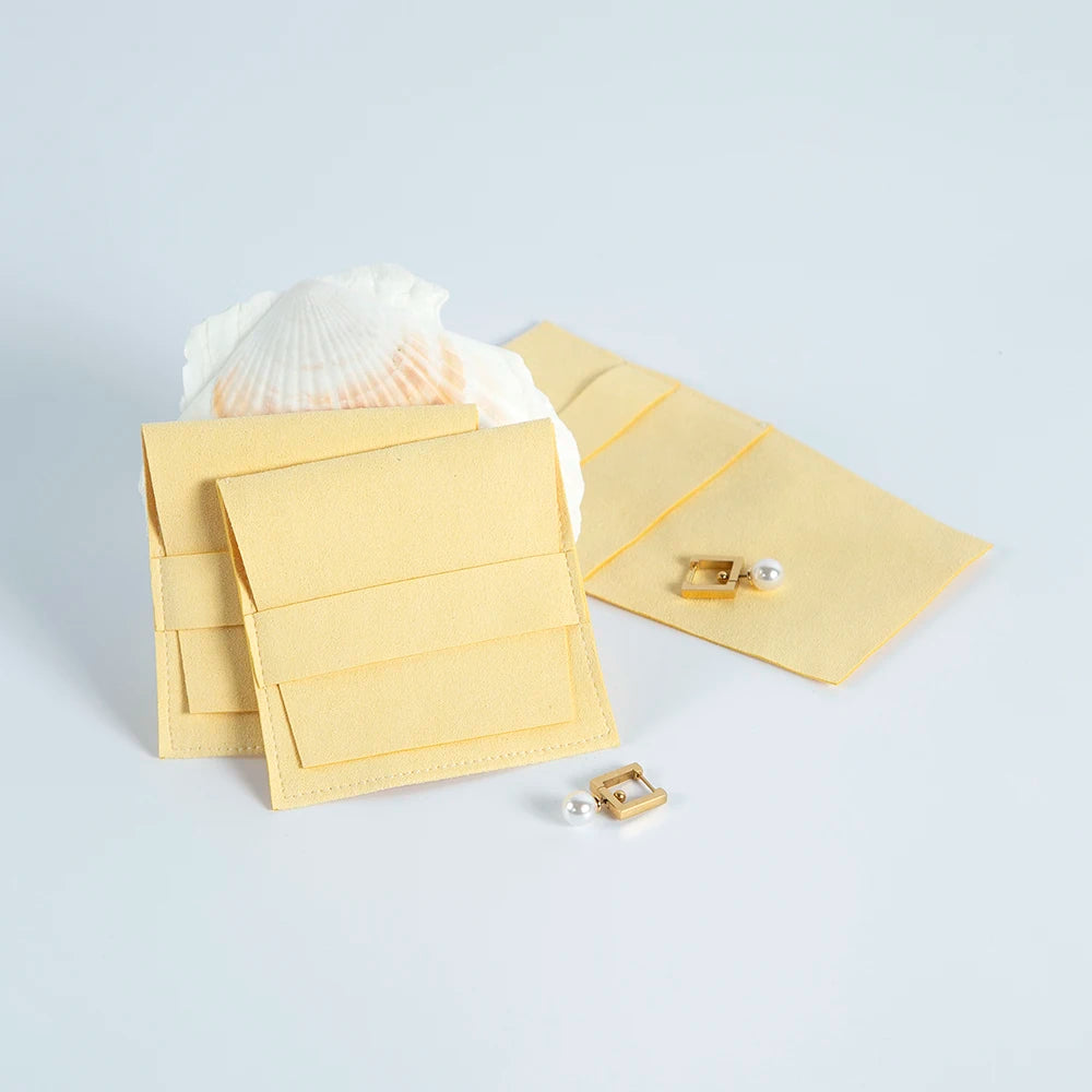 Yellow Microfiber Gift Bags 8x8cm Jewelry Accessories Pouch Wedding Favor