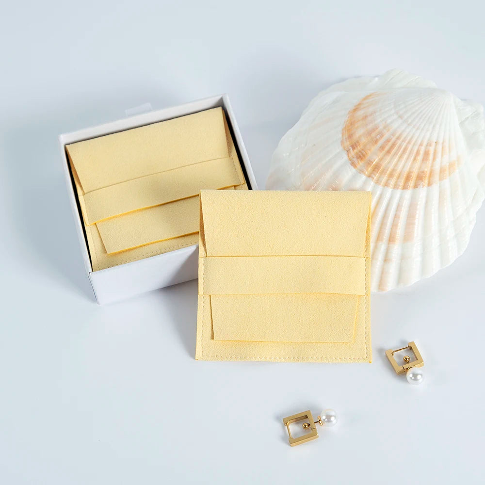 Yellow Microfiber Gift Bags 8x8cm Jewelry Accessories Pouch Wedding Favor