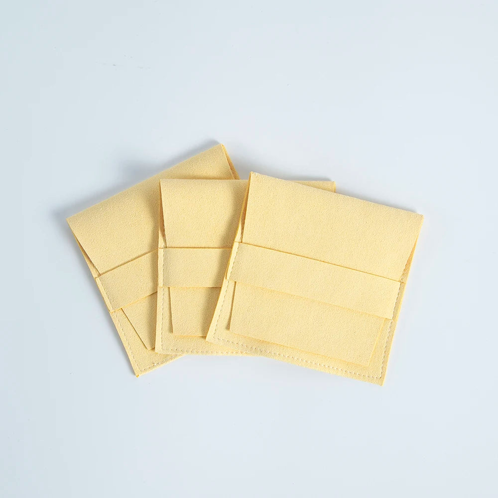 Yellow Microfiber Gift Bags 8x8cm Jewelry Accessories Pouch Wedding Favor