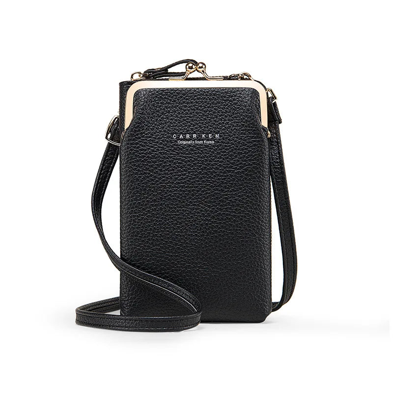 Yellow Women Bag Cell Phone Pocket Pu Leather Ladies Crossbody Bags Purse