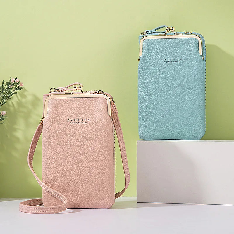 Yellow Women Bag Cell Phone Pocket Pu Leather Ladies Crossbody Bags Purse