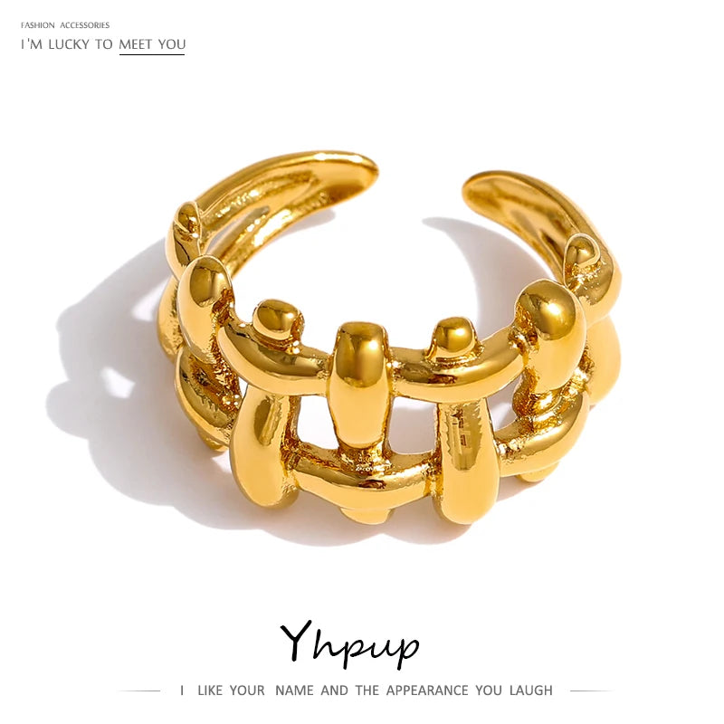 316L Stainless Steel Chain Ring 18K Plated Waterproof Jewelry