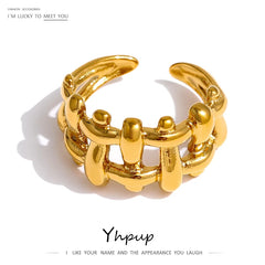 316L Stainless Steel Chain Ring 18K Plated Waterproof Jewelry