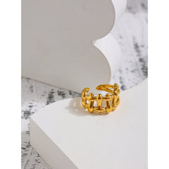 316L Stainless Steel Chain Ring 18K Plated Waterproof Jewelry