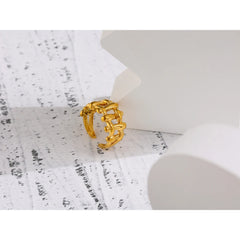316L Stainless Steel Chain Ring 18K Plated Waterproof Jewelry