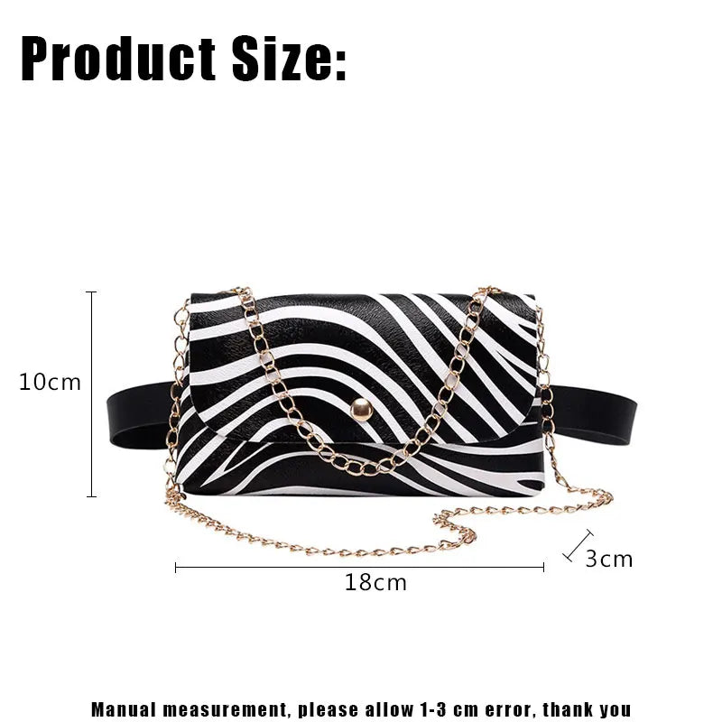 Leopard Pattern Shoulder Bag Waist Fanny Pack Lady PU Purse