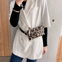 Leopard Pattern Shoulder Bag Waist Fanny Pack Lady PU Purse