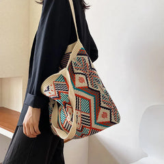 Female Casual Shoulder Bags Tote Bag Women Teenager Retro Leisure Soft Knitting
