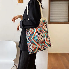 Female Casual Shoulder Bags Tote Bag Women Teenager Retro Leisure Soft Knitting