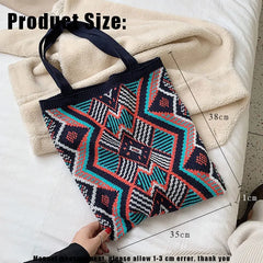 Female Casual Shoulder Bags Tote Bag Women Teenager Retro Leisure Soft Knitting
