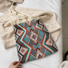 Female Casual Shoulder Bags Tote Bag Women Teenager Retro Leisure Soft Knitting