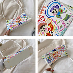 Cartoon Women Handle Bag PU Leather Shoulder Totes Vintage Top Female Clutch