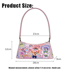 Cartoon Women Handle Bag PU Leather Shoulder Totes Vintage Top Female Clutch