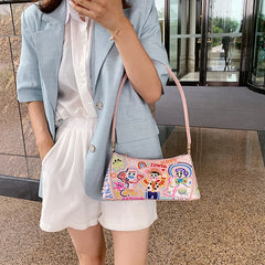Cartoon Women Handle Bag PU Leather Shoulder Totes Vintage Top Female Clutch