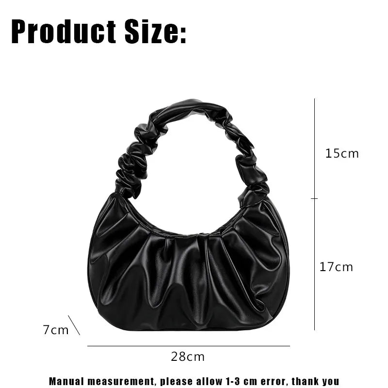 Women Retro Handbag PU Leather Shoulder Totes Vintage Folds Pack