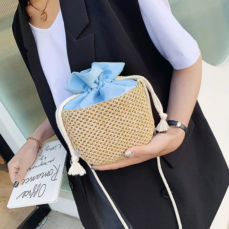 Rattan Woven Straw Bags for Women Bohemia Crossbody Messenger