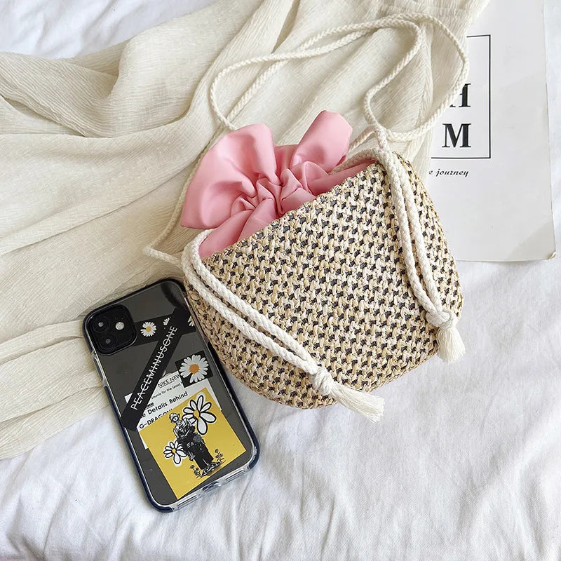 Rattan Woven Straw Bags for Women Bohemia Crossbody Messenger