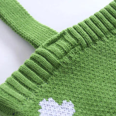 Japanese Womens Knitting Shoulder Bags Dinosaur Cartoon Shopping Bag