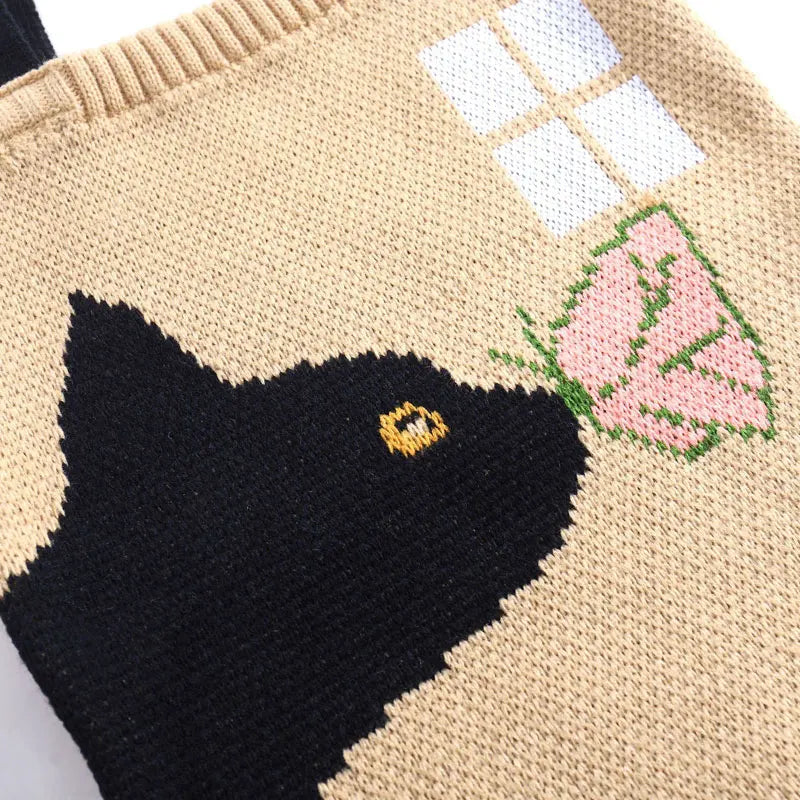 Kissing Cat Tote Bag Soft Purse Female Handbag for Lady Pack