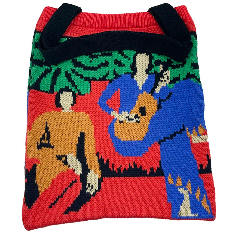 Women's Art Jacquard Knitting Bag Shoulder Tote