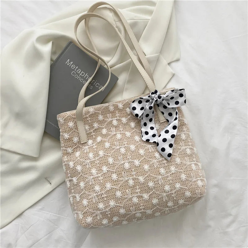 Large Woven Tote Bag Women Summer Handbag Rattan Shoulder Purse Shopper
