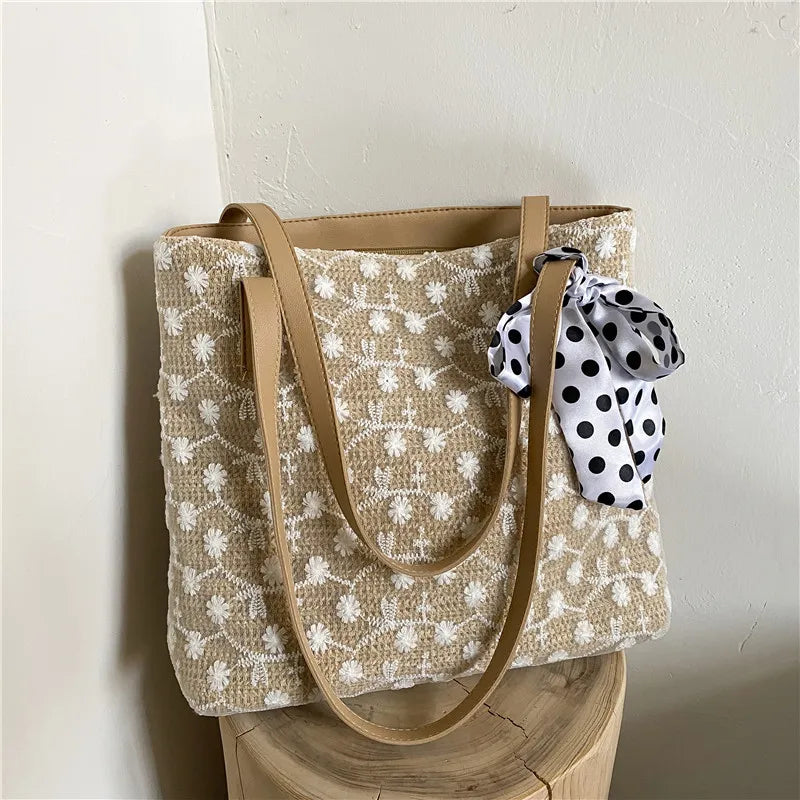 Large Woven Tote Bag Women Summer Handbag Rattan Shoulder Purse Shopper