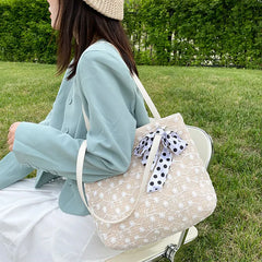 Large Woven Tote Bag Women Summer Handbag Rattan Shoulder Purse Shopper
