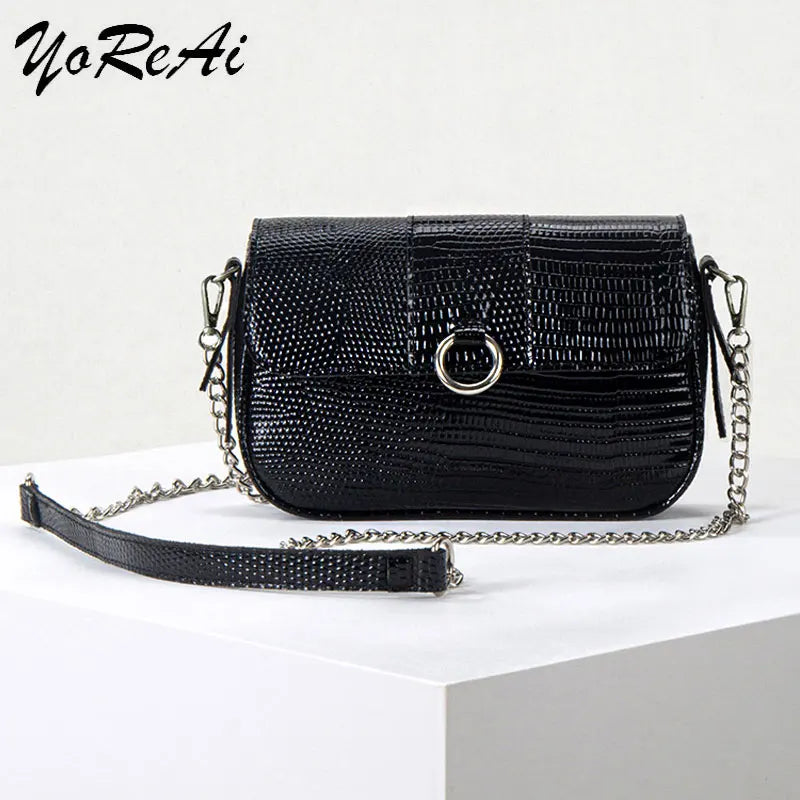 Women Leather Chain Crossbody Pack Shoulder Bag