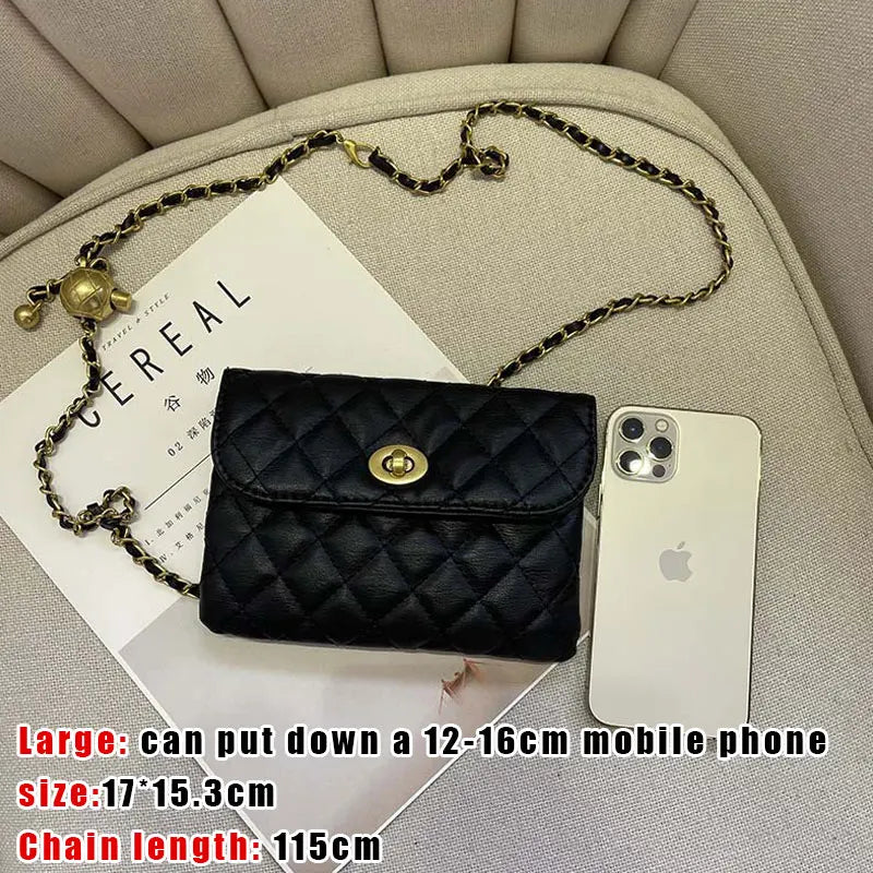 Women Waist Pack PU Fanny Packs Female Belt Bag Phone Chain Bags For Lady