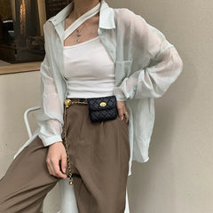 Women Waist Pack PU Fanny Packs Female Belt Bag Phone Chain Bags For Lady
