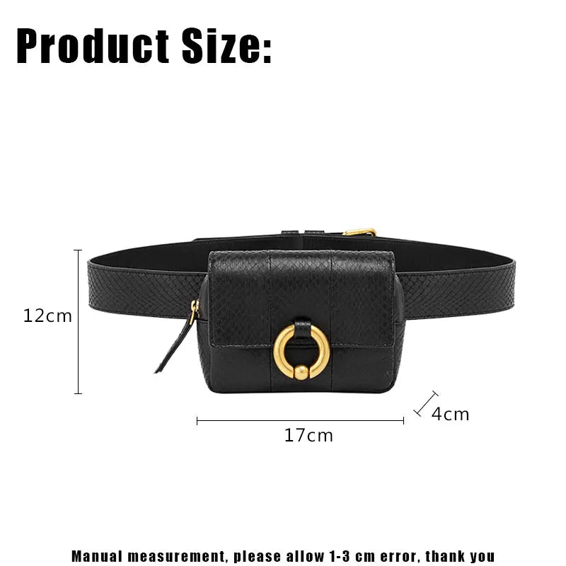 Women Waist Bag Leather Chest Handbag Beige