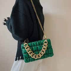 High-Quality Pleated Tote Bag Soft Leather Women's Handbag Shoulder Diagonal