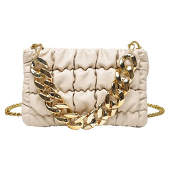 High-Quality Pleated Tote Bag Soft Leather Women's Handbag Shoulder Diagonal