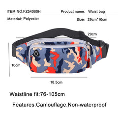 Camouflage Waist Bag with Earphone Hole for Men Women