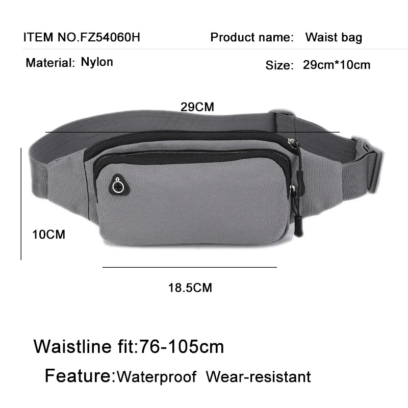 Camouflage Waist Bag with Earphone Hole for Men Women