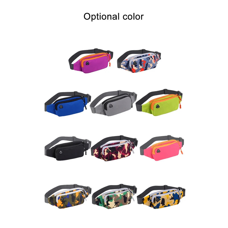 Camouflage Waist Bag with Earphone Hole for Men Women