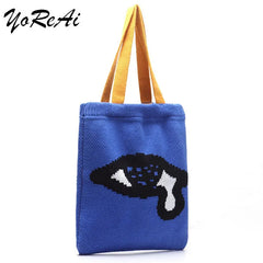 Japanese Knitting Handbags Large Capacity Jacquard Purses Shopper Bag