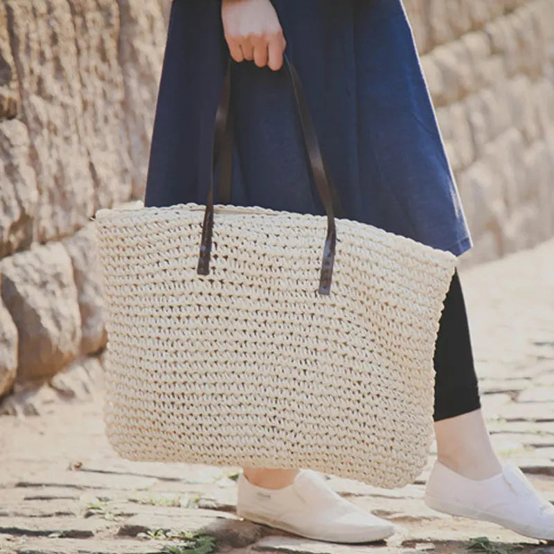 Woven Straw Beach Bag Large Totes Shoulder Bags