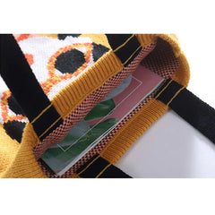 Women Knitting Shopping Bag Cartoon Tote Pack Girl Shoulder Bags Handbag