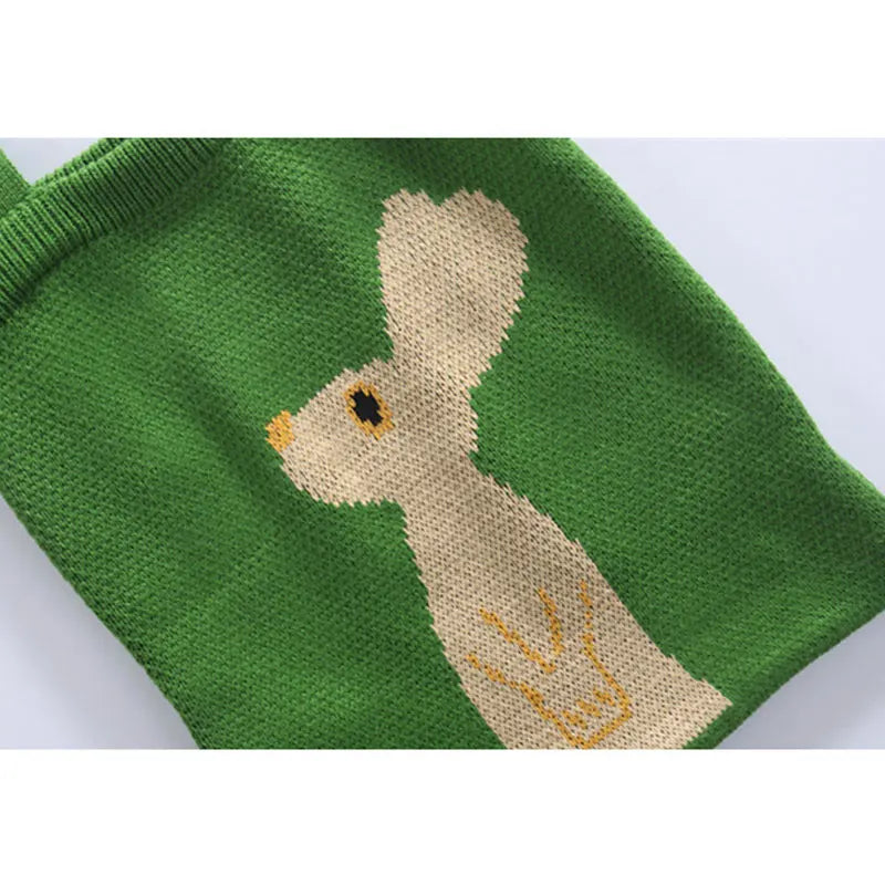 Bunny Knitting Shoulder Bag Women's Casual Tote