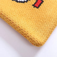 Women Knitting Shoulder Bags Duck Cartoon Handbag Casual Tote Literary BookBag