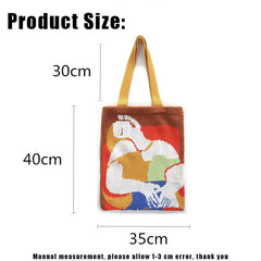 Women Shopping Bag Artistic Simplicity Knitting Canvas Shoulder Bags