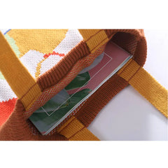 Women Shopping Bag Artistic Simplicity Knitting Canvas Shoulder Bags