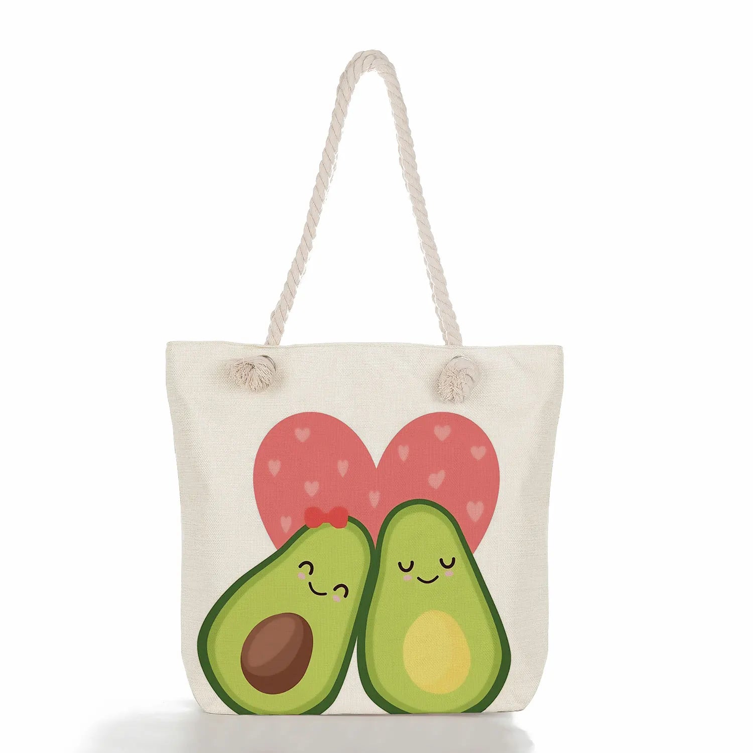 Yoga Avocado Print Eco Linen Tote Shoulder Bag