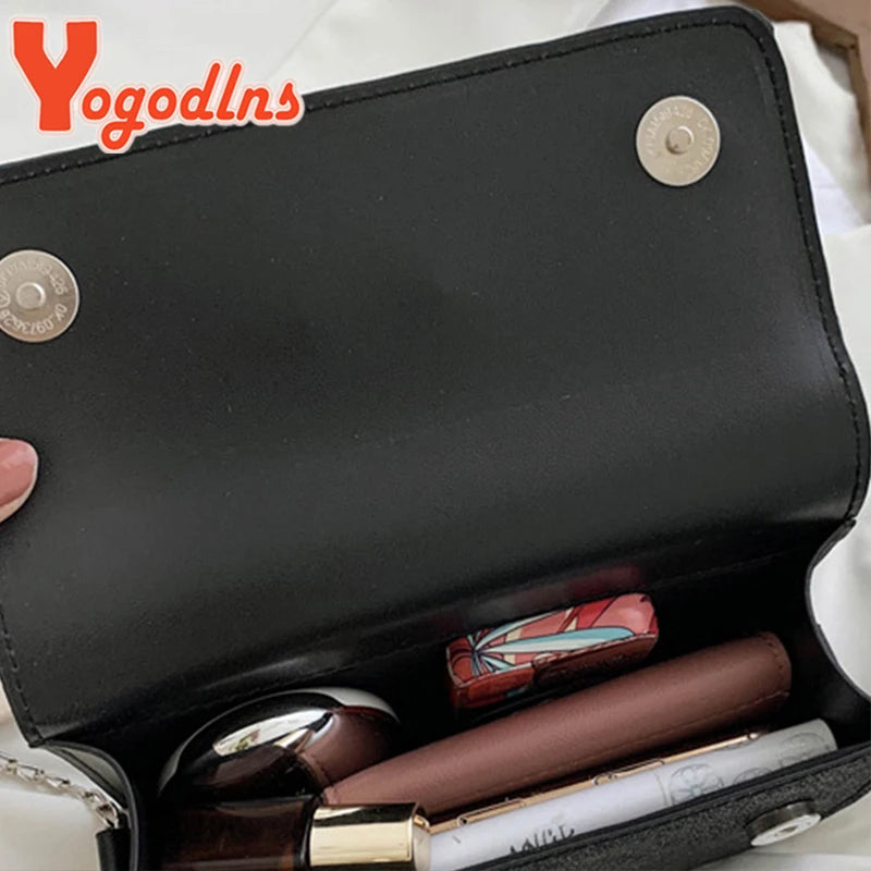 Flap Square Bag Female PU leather Shoulder Crossbody Bag