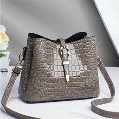 Crocodile Pattern Bucket Bag Crossbody Shoulder Handbag