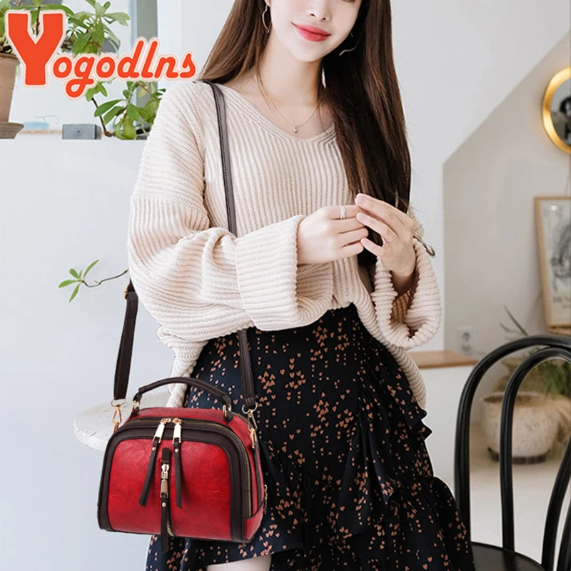 Crossbody Bags For Women PU Leather High Ladies Solid Bag