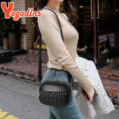 Embroidered Thread Round Shoulder Bag For Women Crossbody Bag Mommy Purse
