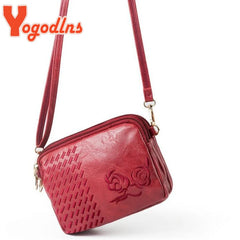 Vintage Flower Embroidery Shoulder Bag Women Crossbody Messenger Square Bag